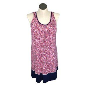 DKNY Dress Long Tunic Sleeveles Womens L 14-16 Pink Blue T Shirt Summer Stretch
